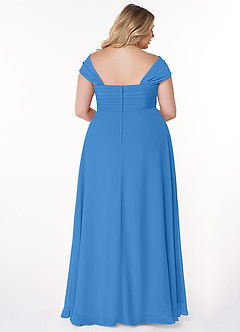 Azazie Kaitlynn Bridesmaid Dresses Blue Jay Empire Ruched Chiffon Convertible Dress image11