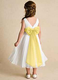 Azazie Margot Flower Girl Dresses Ivory Canary A-Line Pleated Chiffon Dress image5