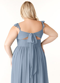 Azazie Metz Bridesmaid Dresses Dusty Blue A-Line Sweetheart Ruched Chiffon Dress image12