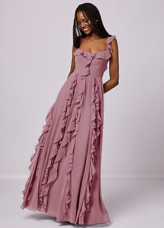 Barbie ♥ Azazie Bridesmaid Dresses Vintage Mauve A-Line with Pockets Chiffon Dress image5