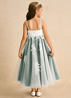 Azazie Coraline Jurken voor bloemenmeisjes A-Lijn Jurk van Kant Ivoor Eucalyptus image2