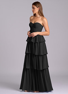 Azazie Faye Bridesmaid Dresses Black A-Line Sweetheart Neckline Chiffon Dress image5