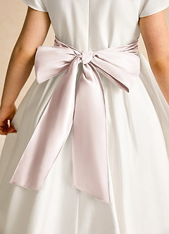 Azazie Deary Flower Girl Dresses Ivory Rose Petal A-Line Bow Cotton Dress image8