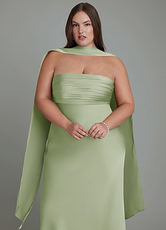 Azazie Saylor Jurken voor bruidsmeisjes Jurk van Stretch Satijn met Zeemeermin Strapless Stoffige Salie image18