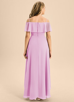 Azazie Maggie Junior Candy Pink A-Line Off the Shoulder Chiffon Dress image2
