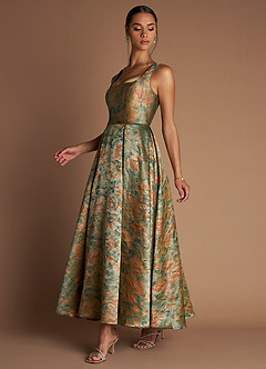 Vestido Verde Azulado Vintage Largo Ainslee image6