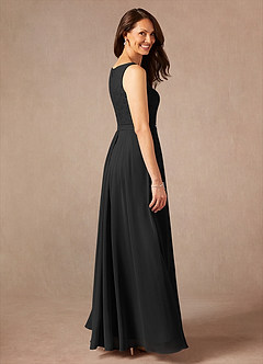 Azazie Ainsling Mother of the Bride Dresses Black A-Line Square Neckline Lace Chiffon Dress image4