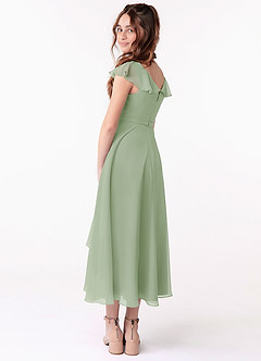 Azazie Posie Junior Dusty Sage A-Line Ruched Chiffon Dress image2