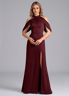 Azazie Bonny Vestidos de damas de honor Vestido de Cabernet de Satén Elástico de Corte Sirena con Vestidos sin tirantes image4