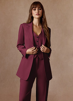 front Rowan Burgundy Refined Weave Performance blazer