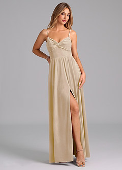 Azazie Zeya Bridesmaid Dresses Champagne A-Line Pleated Velvet Dress image5
