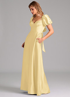 Azazie Fatima Brautjungfernkleider Eine Linie Herzausschnitt Stretch-Satin Kleid Butter image5