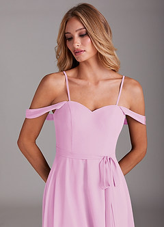 Azazie Aaron Final Sale Candy Pink A-Line Off the Shoulder Chiffon Convertible Dress image2