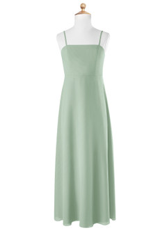 Azazie Cosette Junior Agave A-Line Bow Chiffon Dress image4