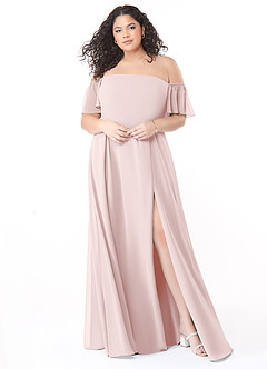 Azazie Sue Bridesmaid Dresses Blushing Pink A-Line Off the Shoulder Chiffon Convertible Dress image11