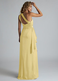 Azazie Maive Robes de demoiselle d'honneur Robe Fourreau en Satin extensible Rayé Sorbet Citron image3