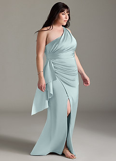 Azazie Maive Robes de demoiselle d'honneur Robe Fourreau en Satin extensible Rayé Brume image8