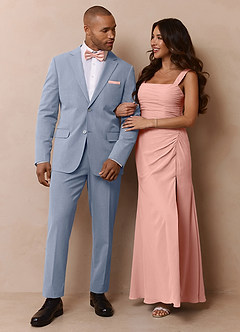 front Savile Light Blue Wool Blend Dress Pants