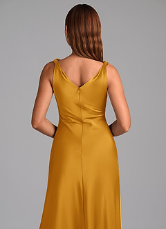 Azazie Nerine Brudtärnklänningar Klä av A-Linje i Stretch Satin Plisserad Knäck image2