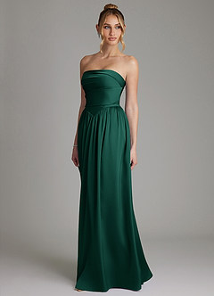 Azazie Zena Bridesmaid Dresses Emerald A-Line Strapless Stretch Satin Dress image5