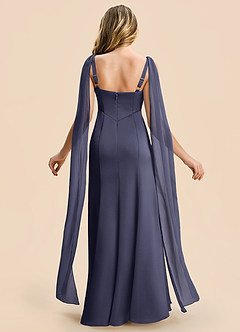 Azazie Chelsea Junior Stormy Sheath Pleated Stretch Satin Dress image2