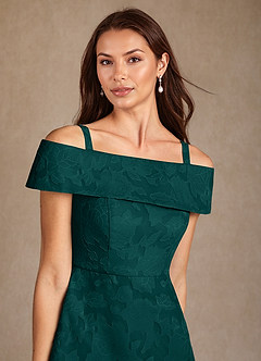 Azazie Medford Mother of the Bride Dresses Pine A-Line Off the Shoulder Floral Burnout Dress image7