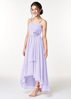 Azazie Catalina Junior Lilac A-Line Ruched Chiffon Dress image3