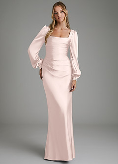 Azazie Brianna Kleider zum Anprobieren zu Hause Meerjungfrau-Linie Korsett Stretch-Satin Kleid Zartrosa image4