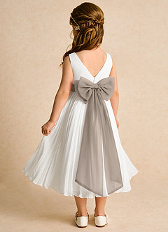 Azazie Margot Flower Girl Dresses Ivory Taupe A-Line Pleated Chiffon Dress image5
