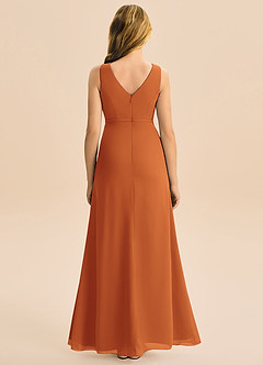 Azazie Floris Junior Linia A Pofałdowany Szyfon Długość podłogi Młodsza druhna Sukienka image3