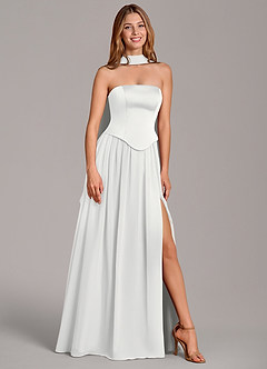 Azazie Cadence Suknie dla druhen Linia A Gorset Satyna elastyczna Do ziemi Sukienka image1