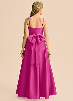 Azazie Rumi Junior Linia A Pofałdowany Satyna elastyczna Długość podłogi Młodsza druhna Sukienka image2