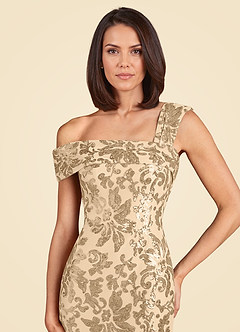 Azazie Odessia Mother of the Bride Dresses Champagne A-Line Sequins Lace Dress image7