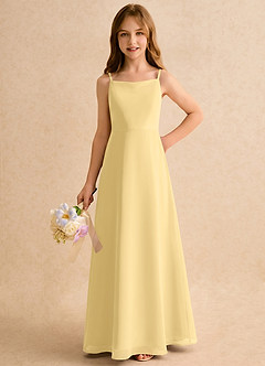 Azazie Jaella Girls Formal Abiti da Ragazza di Fiori Abito A-Line in Chiffon Plissettato Burro image5