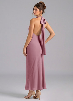 Azazie Velli Bridesmaid Dresses Vintage Mauve Mermaid High Neck Chiffon Dress image6