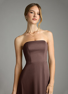 Azazie Wren Bridesmaid Dresses Ganache A-Line Strapless Stretch Satin Convertible Dress image4