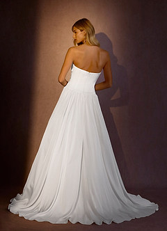 Azazie Brit Wedding Dresses Diamond White Ball-Gown Strapless Stretch Satin Dress image3