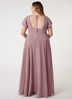 Azazie Ashika Final Sale Dusty Blue A-Line V-neck Ruched Chiffon Dress image8