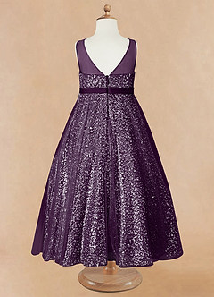 Azazie Siwa Flower Girl Dresses Grape A-Line Beaded Tulle Dress image6