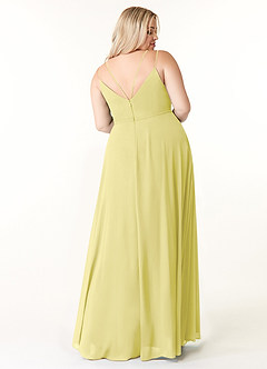 Azazie Janine Bridesmaid Dresses Lemon Sorbet A-Line V-Neck Chiffon Dress image7