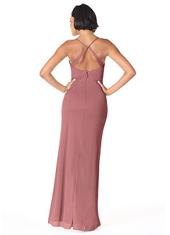 Azazie Ashana Brautjungfernkleider Etui Herzchen Spitze Gittergewebe Kleid Wüstenrose image4