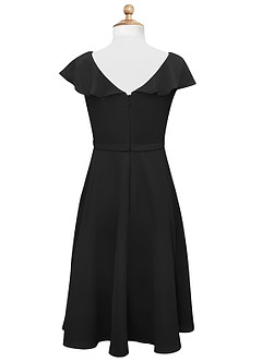 Azazie Posie Vestido de Negro de Gasa/ Chiffon de Acampanado con Volante image7