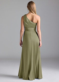 Azazie Dallas Bridesmaid Dresses Pistachio A-Line One Shoulder Stretch Satin Dress image2