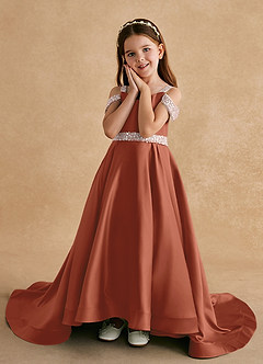 Azazie Jodi Flower Girl Dresses Auburn A-Line Matte Satin Dress image5