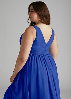 Azazie Yetta Maternity Bridesmaid Dresses A-Line V-Neck Gathered Chiffon Floor-Length Dress image12
