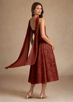 Azazie Lorain Mère de la mariée Robes Robe Trapèze en Blumen-Burnout Plissée Terracotta image6