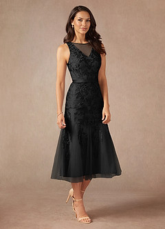 Azazie Herrin Mother of the Bride Dresses Black Mermaid Lace Dress image1
