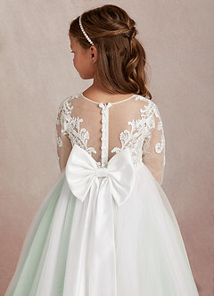 Azazie Elodie Flower Girl Dresses Ivory Agave Ball-Gown Lace Dress image8