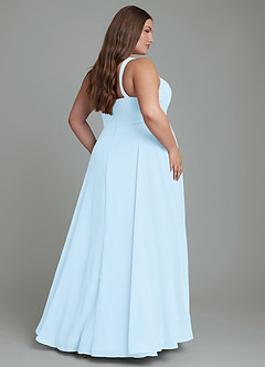 Azazie Shaude Abiti da Damigella Abito A-Line in Chiffon Plissettato Azzurro image2