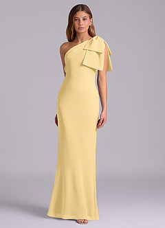 Azazie Yuanna Bridesmaid Dresses Butter Mermaid One Shoulder Chiffon Dress image5